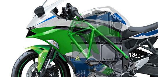 เรนเดอร์แรกอย่างไม่เป็นทางการของ 2023 Kawasaki Ninja E-1